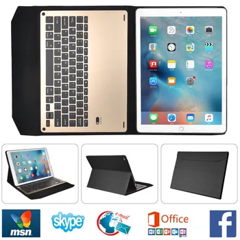 

Kemile Environmental PU Case Cover Wireless Bluetooth Aluminum Alloy Business Keyboard for iPad Pro 12.9 Built-in Battery