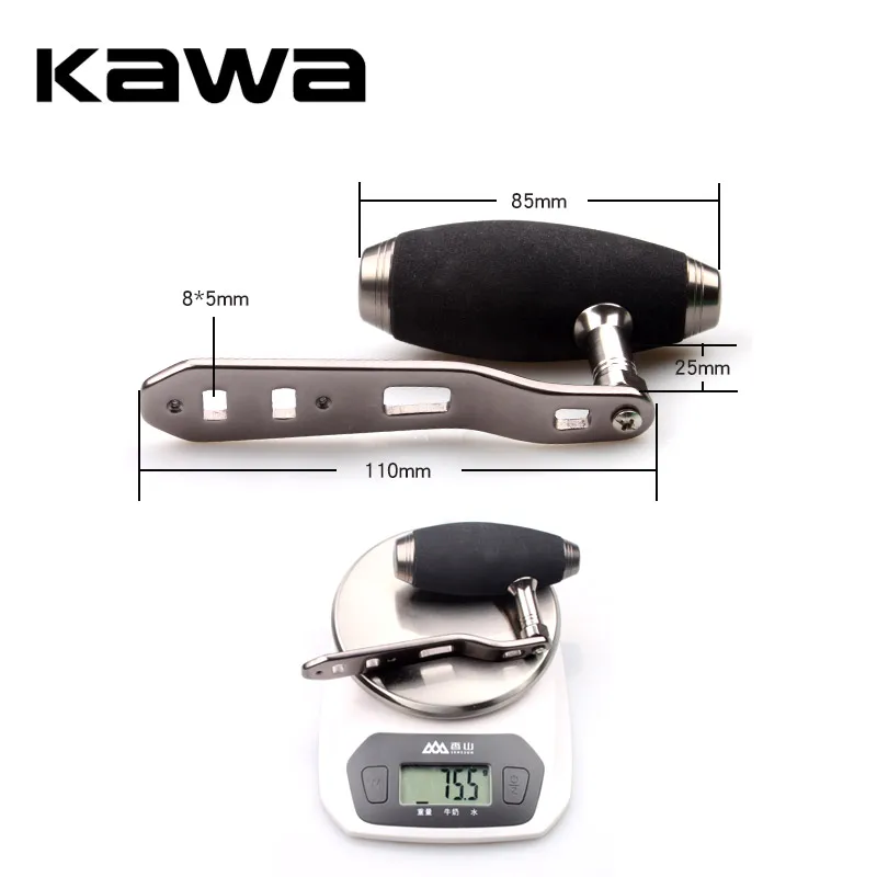 Kawa New Fishing Reel Handle, Fishing Rocker, Trolling Wheel Handle, Double Hole Size 8*5mm 110mm Length Red Black Gold color