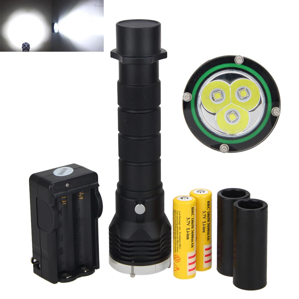 

Waterproof 100m 6000Lm 3X XML L2 LED SCUBA Flashlight Torch 2x18650 Light
