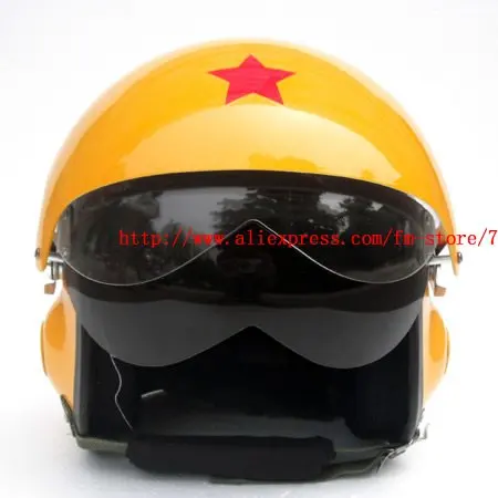 Chinese Military Air Force Yellow Jet Pilot Open Face Motorcycle Helmet ...