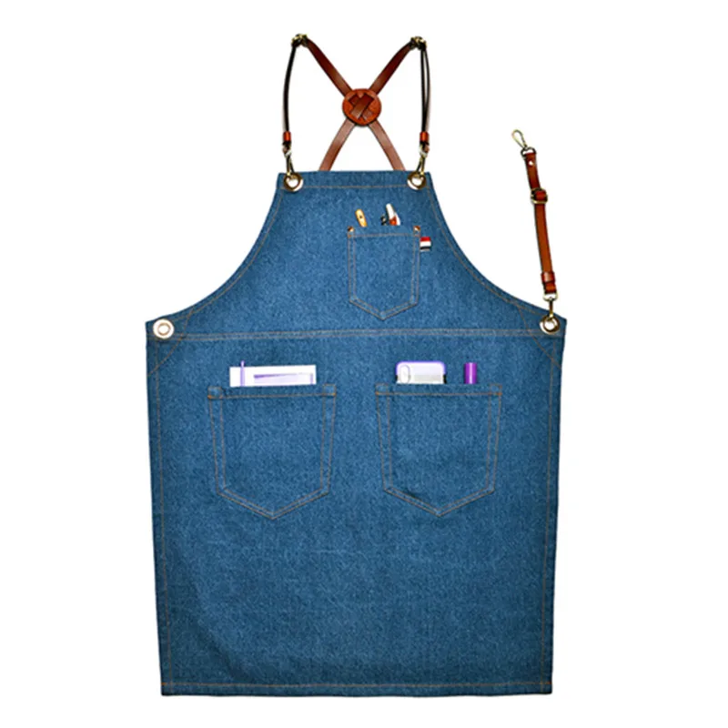 Denim Apron Leather Strap K44-1