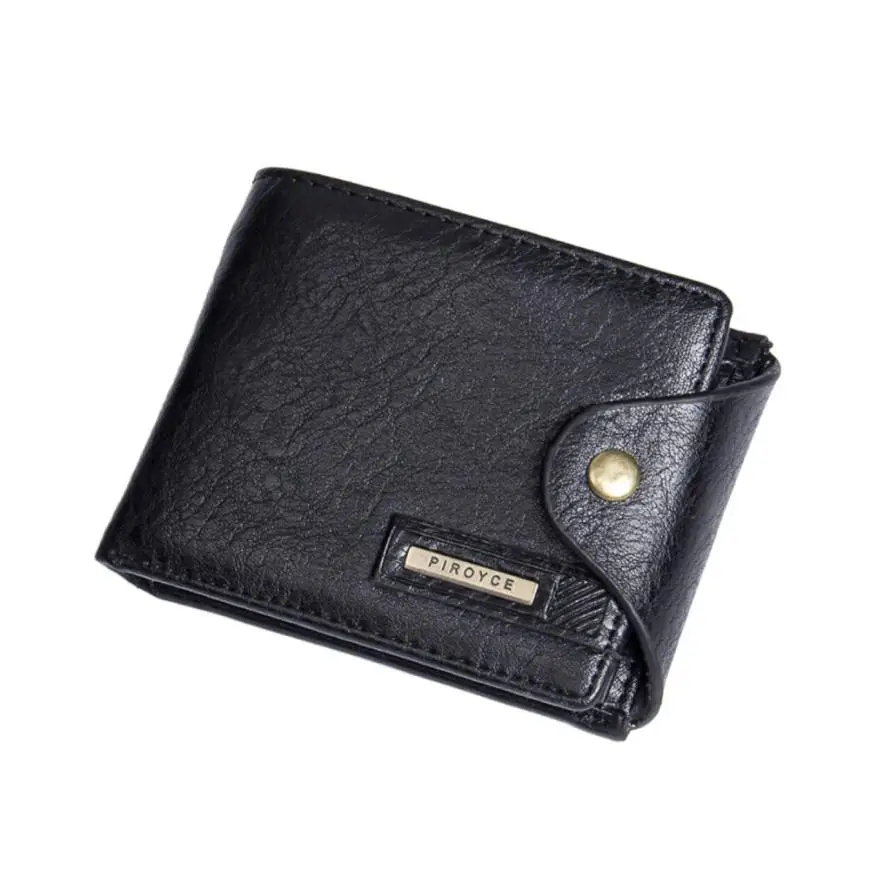 Мужской кожаный бумажник, держатель для карт, кошелек на застежке, Классическая сумочка, клатч, Portafoglio Uomo - Цвет: Black