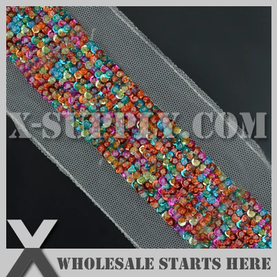 

Decoration White Bridal Lace Trim with Mixed Color Sequins for Wedding Dress,Collar,Hats,Bags,Shoes/Wholesale