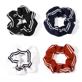 

Free shipping Fashion women basic striped Hair bands cute hair scrunchies girl's college hair Tie Accessories Ponytail Holder