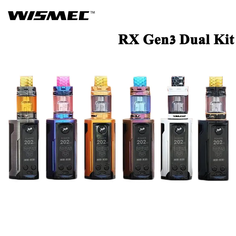 

Original Wismec Reuleaux RX GEN3 Dual Kit with 5.8ML GNOME King Tank WM01 230W RX GEN 3 Dual Box MOD Electronic Cigarette Vape