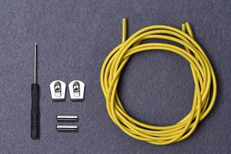 Yellow 1 пара шнурков без галстука, эластичные шнурки для обуви, для детей и взрослых, быстрые кроссовки, шнурки с металлическим замком, круглые шнурки, 18 цветов, lacet chaussure - Цвет: Yellow