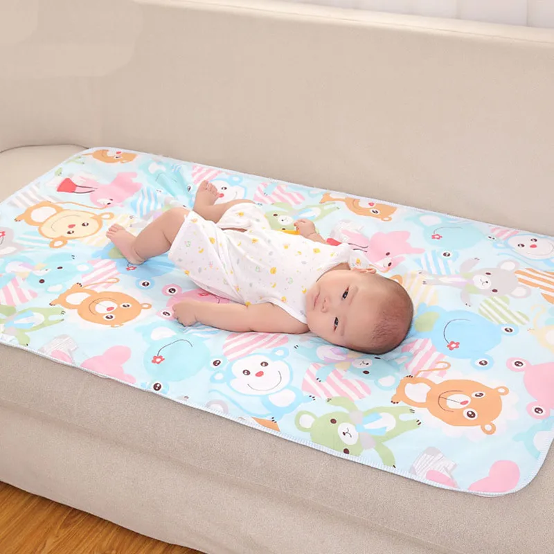 75 * 120 Children's Cartoon Cotton Three layer Waterproof Baby Changing
