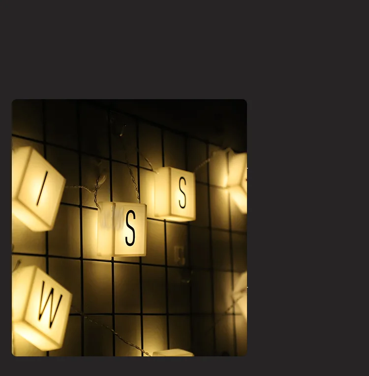 10 светодиодный фея творческий алфавит карты Батарея работает строки светодиодный 1 м декор для Рождественский венок gerlyanda переключаемый