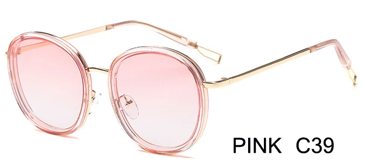 MIZHO прозрачные желтые линзы пластиковые Овальные Солнцезащитные очки женские высокого качества UV400 реальный цвет хип хоп мужские корейские очки для Mujer - Цвет линз: MTYJ128 pink C39