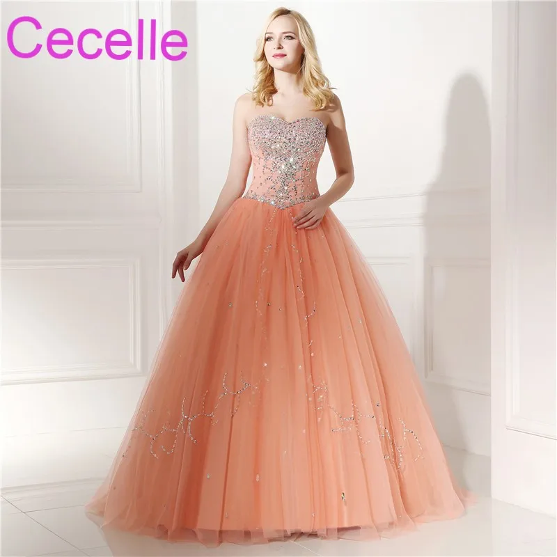 light orange prom dress
