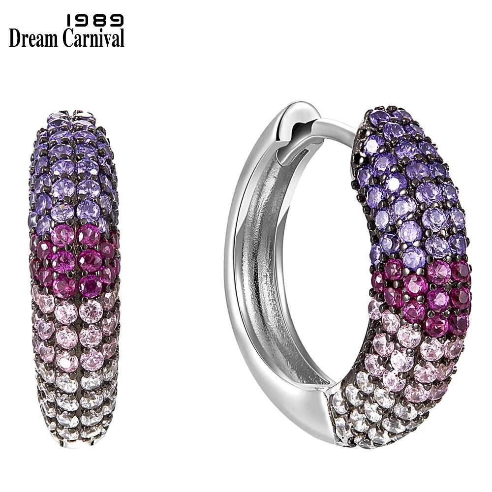 

DreamCarnival1989 New Arrive 13mm Hoop Earings for Women 925 Sterling Silver Luxury Multi-Color Zircon Wedding Jewelry SE23396RB