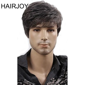 

HAIRJOY Women Men Synthetic Wig Short Curly Layered Haircut Brown Costume Wig Free Shipping 4 Colors Available
