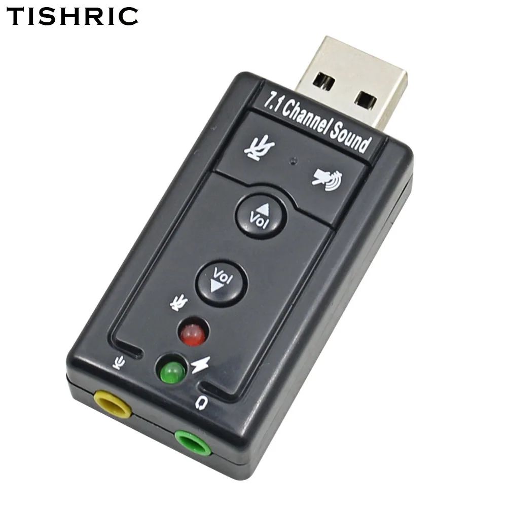 

TISHRIC 7.1 External USB Audio Sound Card Adapter Virtual 3D Stereo Mic Headphone 3.5mm Jack to usb 2.0 For Mac Computer Android