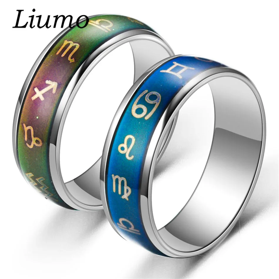 

Liumo Trendy Temperature Change Color Constellation Star Women Man 316L Stainless Steel Couple Ring Lr1027
