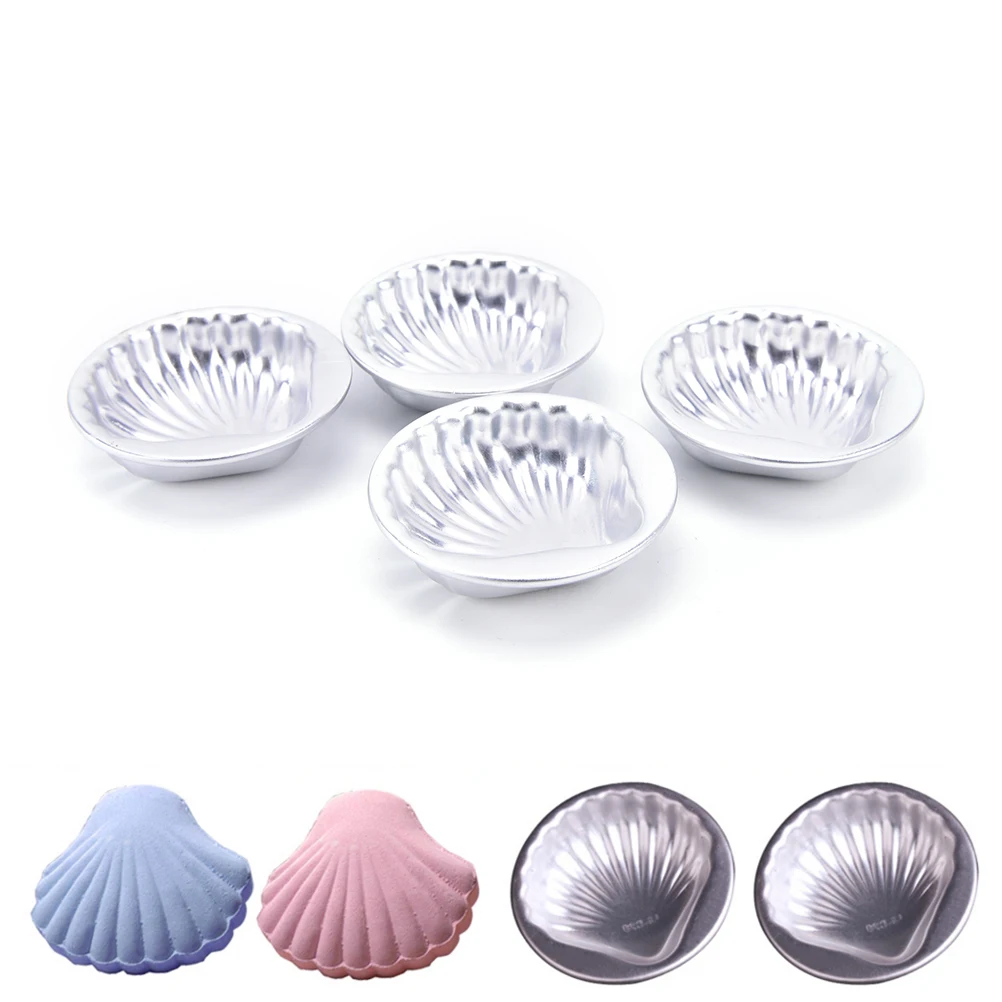 4Pcs 3D Aluminum Alloy Sea Shell Shape Bath Bomb Mold Bath Bomb Cake Mold Cake Baking Pastry Mould