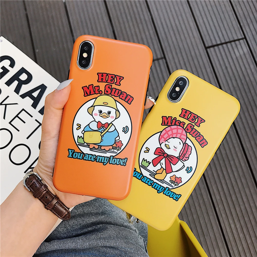 Пара прекрасная утка телефон чехлы для Iphone X 6 6s plus 7 плюс мягкий силиконовый чехол