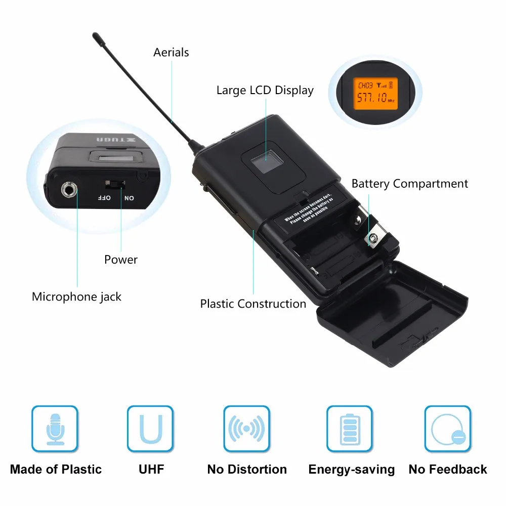 XTUGA A400 Metal Material 4-Channel UHF Wireless