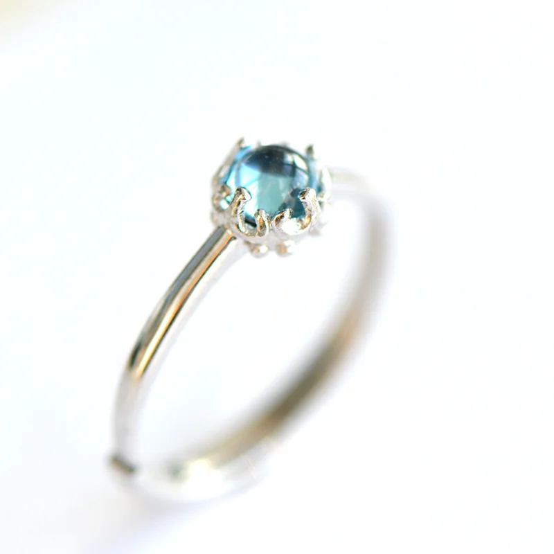 Nepal Natural Moon Stone Adjustable Rings For Women,925 Sterling Silver