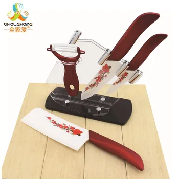 

High Quality Zirconia Kitchen Knife Set Ceramic Knife and Accessories Set 4" 6"6.5'' + Peeler+Covers+Acrylic Holder