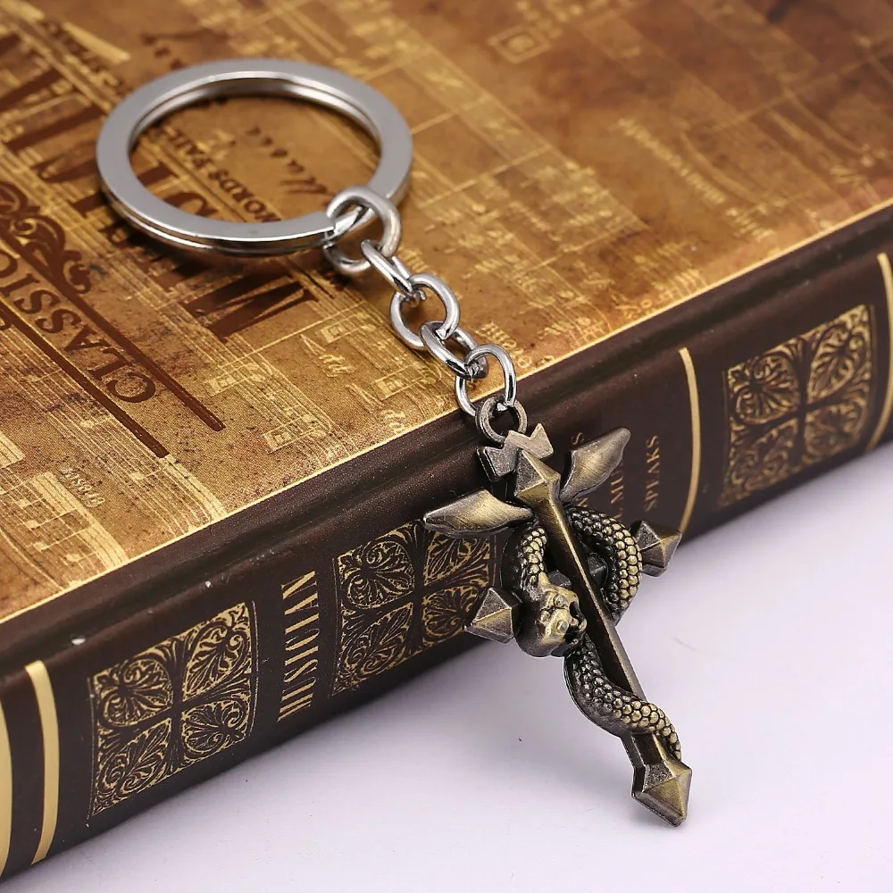 

Fullmetal Alchemist metal cross snake bronze Keychain Pendants Key Chains kids gift high quality