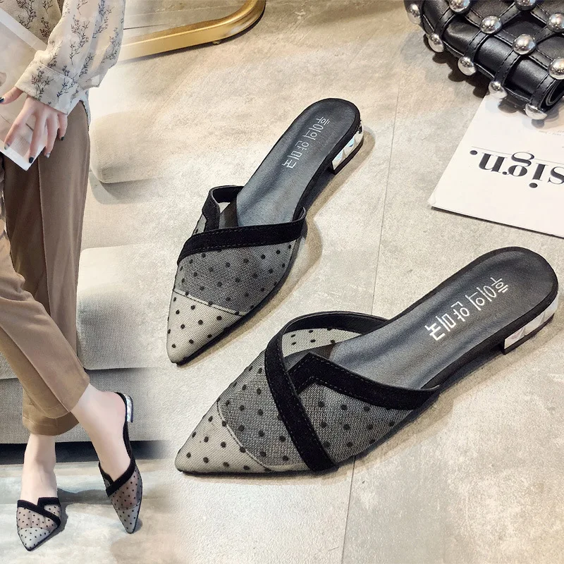 

Women's shoes pointed flat sandals summer sandals pointed elegant mesh breathable women's sandals