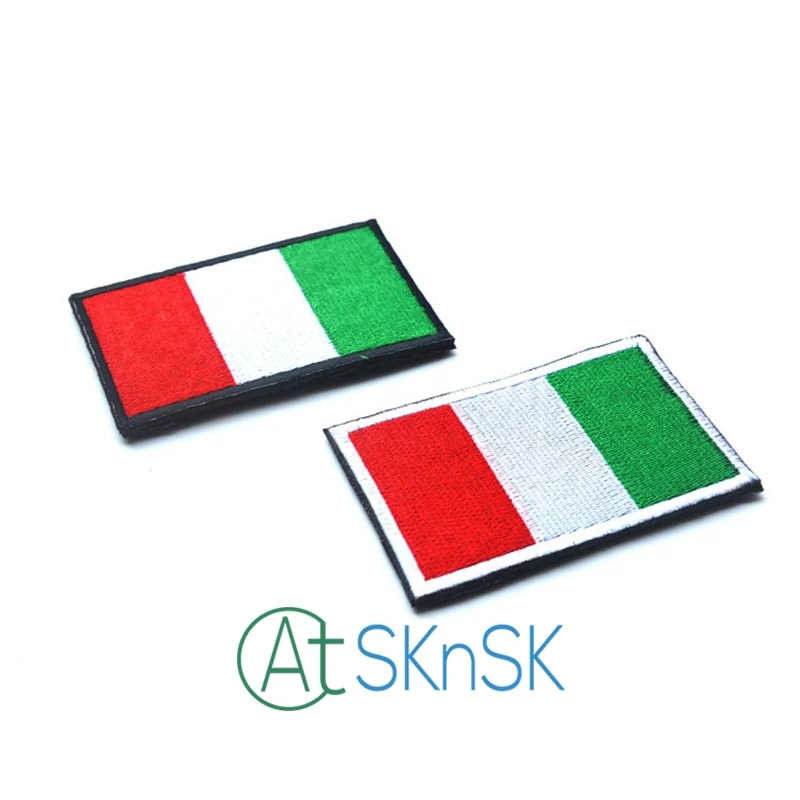 

2pcs/set Embroidered Italy Flag Patch Tactical 3D Patches Mud Color Combat Badge Fabric National Flags Armband Badges for hat