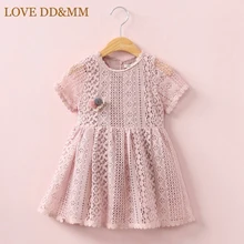 Одежда для девочек с надписью «LOVE DD& MM»; платья; Новинка года; модное милое кружевное платье с короткими рукавами для девочек; сезон весна