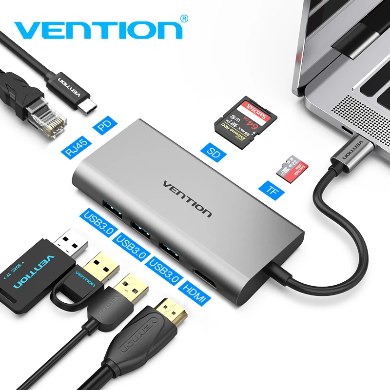 Vention usb-хаб usb type C к HDMI USB 3,0 концентратор Thunderbolt 3 адаптер для MacBook samsung S9 huawei mate 20 P20 Pro USB-C концентратор