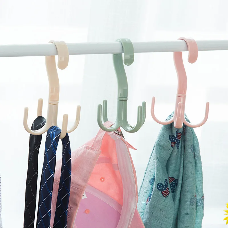 360 Degrees Rotated 4 Hooks Plastic Hanger Handbag Clothes Holder Shelf Rack Home Storage Organizer Tools Colors Choose | Дом и сад