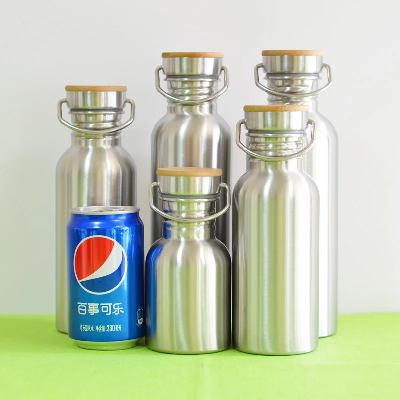 BPA Free Stainless Steel Water Bottle Bamboo Lid Sports Flask Leak-proof Food Jar for Travel Yoga Cycling Hiking Camping