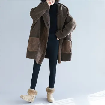 

Winter Woolen Coat Thickening Plus Fertilizer Plus Size Women Slim Jacket 120 Kg Mid Long Hooded Female Woolen Outerwear TTT165
