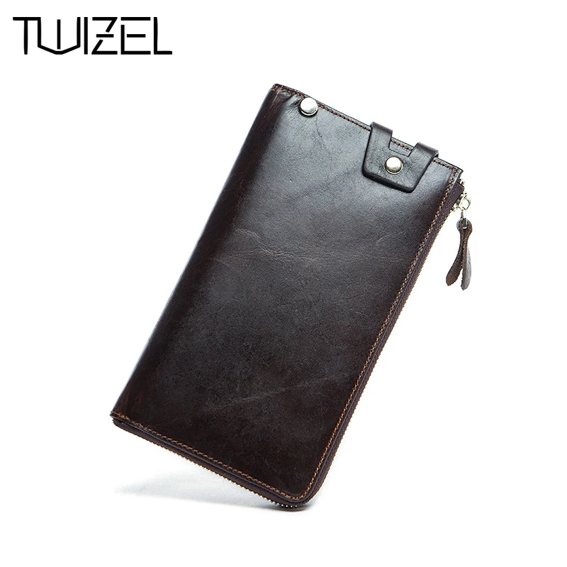 

Cow Genuine Leather Men's Wallet Male Clutch Bag Solid Long Wallet Portable Cash Purses Casual Wallets Phone Bag TWIZEL HQB1849