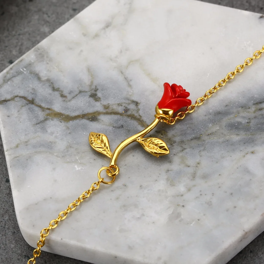 Charms Bracelet Adjustable Pulseras Mujer Fashion Rose Flower  Bracelets & Bangles For Women Wedding Jewelry Shellhard