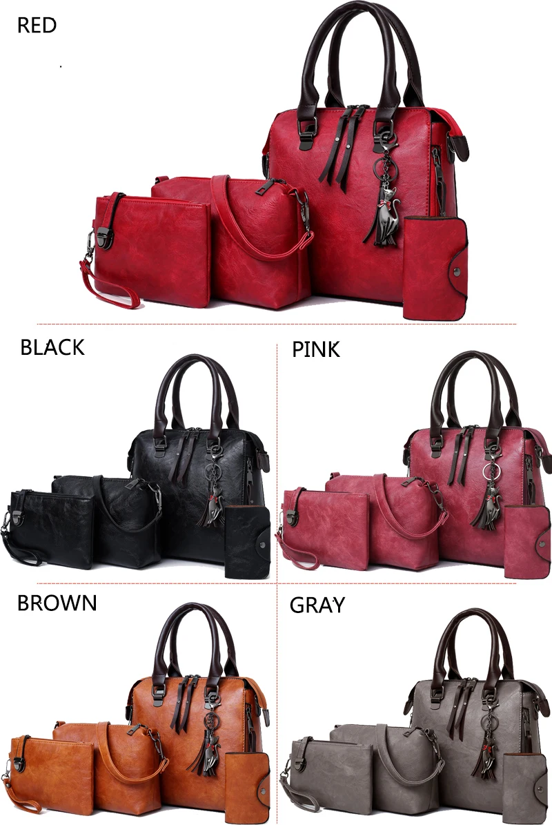 4 шт./новая женская сумка высокого качества, трендовая сумка на плечо, повседневная сумка-мессенджер, металлическая сумка с кисточками, дизайнерская брендовая сумка LISCN