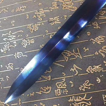 

Rare Chinese Kung Fu Sword Katana Sharpened Blue Damascus Steel Blade Copper Lucky Fitting Ebony Scabbard Full Tang HL