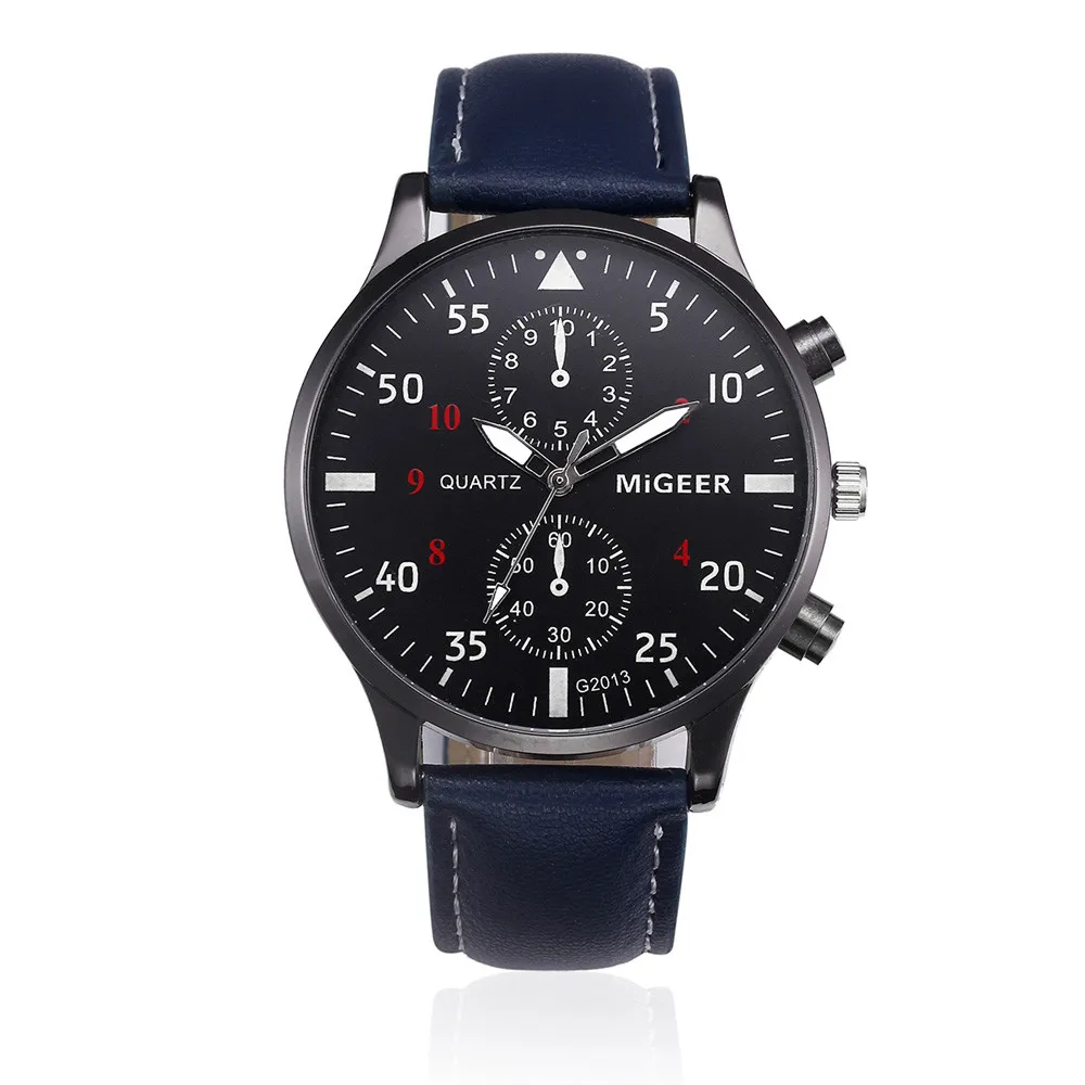 Новая мода мужские классические часы с кожаным ремнем Большой Циферблат Бизнес Стиль повседневные кварцевые наручные часы для мужчин подарок на праздник часы Reloj# S