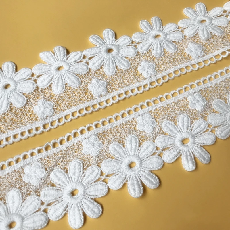 2 yards/lot Width7.5cm Good Quality Mesh Cotton Embroidered Lace