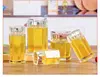 100pcs 180ml Capacity Square Transparent Glass Empty Bottle For Spice Lemon Honey Nut Canister Tank Canned Glass Jam-jar Storage 2