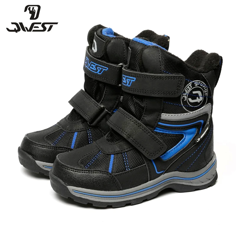 

QWEST(FLAMINGO) winter warm new year kids shoes size 26-31 wool hoop & loop antislip waterproof blue boy snow boots 72M-YC-0418S