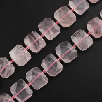 

Full strand 20x25mm Natural Pink Quartz Faceted Slab Loose Beads DIY Necklace,Raw Crystals Drilled Cut Slice Beads Crafts