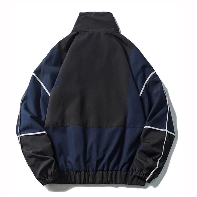Harajuku Jackets Men Streetwear Patchwork Jacket Turtleneck Windbreaker 2019 Autumn Winter Big Pocket Coat Male Hip Hop HZ040