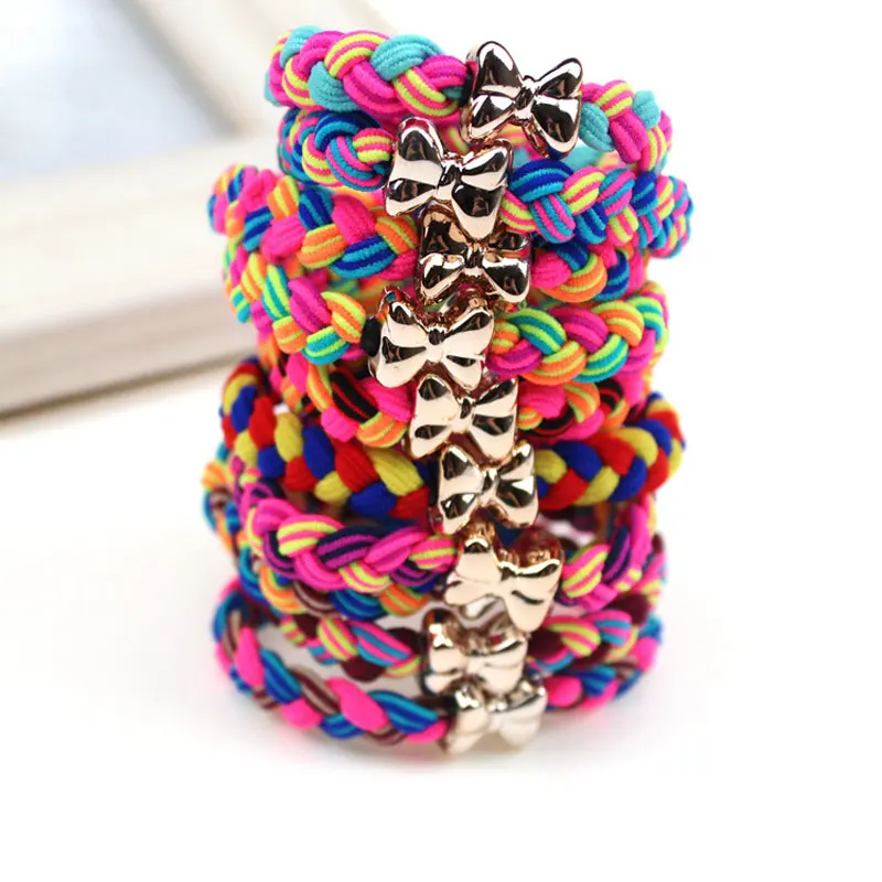 10Pcs Multicolor Scrunchy Girls Hair Accessories Gum Elastic Hair Bands Braiding Headband Elastic Ring Rubber Rope Hair Ties
