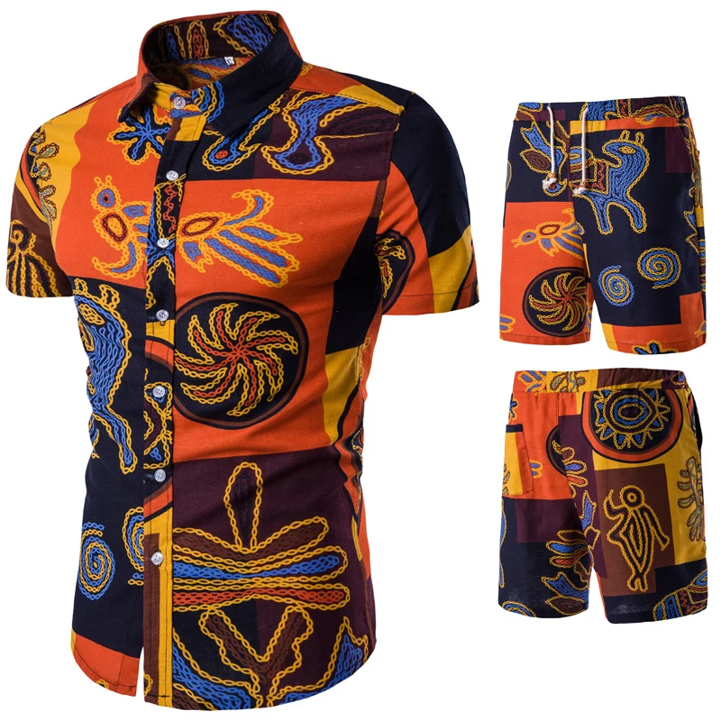  T-shirt + shorts summer men's sports suit5XL large size men's short-sleeved suit comfortable and br