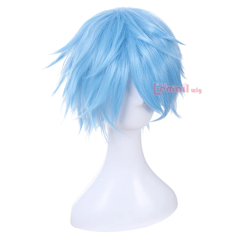 Billig L e mail perücke Kuroko kein Korb Tetsuya Kuroko Cosplay Perücke 30cm Kurze Licht Blau Männer Synthetische Haar Perucas cosplay Perücke