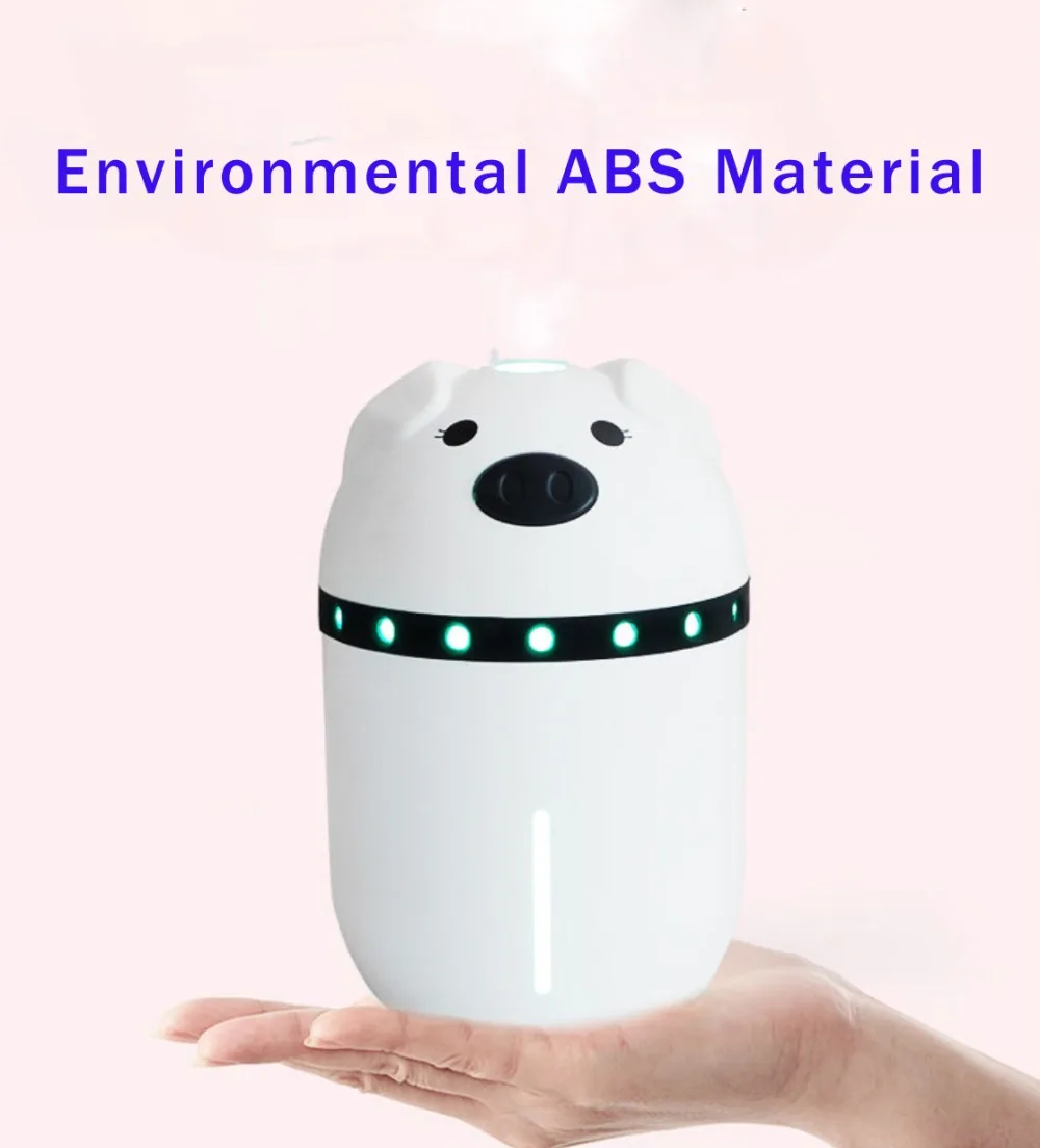 Pig Mini Mist USB Air Humidifier with Colorful Lights 3 in 1 Ultrasonic Diffuser Essential Oil Mist Purifier for Car Home