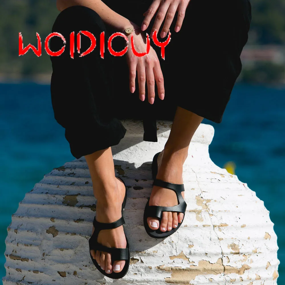 

Women Sandals Flats PU Cork Gladiator Flip Flops Beach Shoes Female slippers sandals Summer Zapatos Mujer Sandalias Plus Size 42