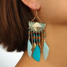 Handmade Colorful Acrylic Beads Tassel Earrings Bohemian Feather Earings Jewelry Geometric Semi-Circle Square Charm Drop Earring irregularity circle geometric beads drop earrings