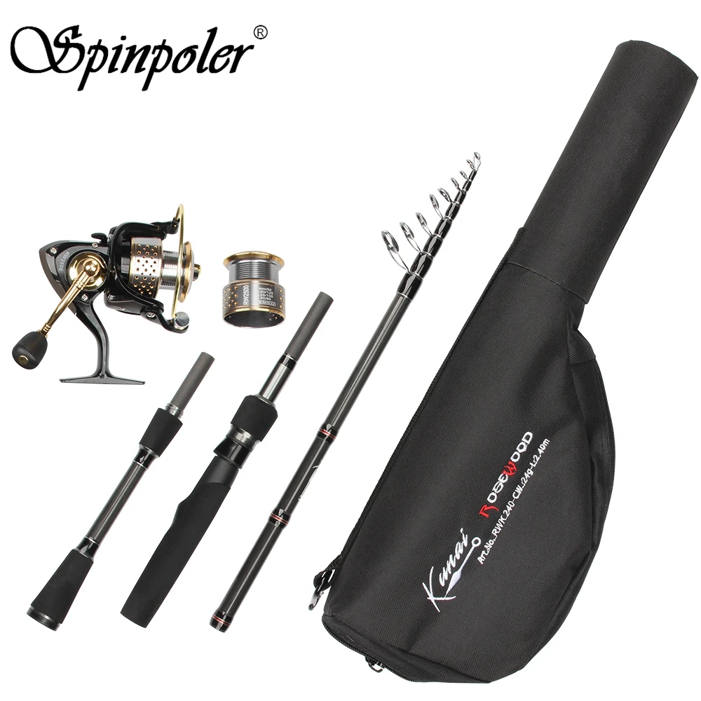 

HOT Sale 40cm Transport Length 2.4m Medium Light Telescopic Travel Spinning Fishing Rod Set And Hardcase Storage Tube