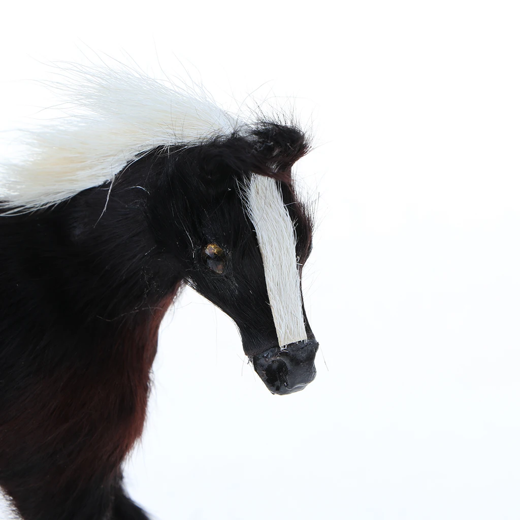 Simulation Faux Fur Horse/ Cat Model Kids Educational Toy Handicraft Collection Home Ornament