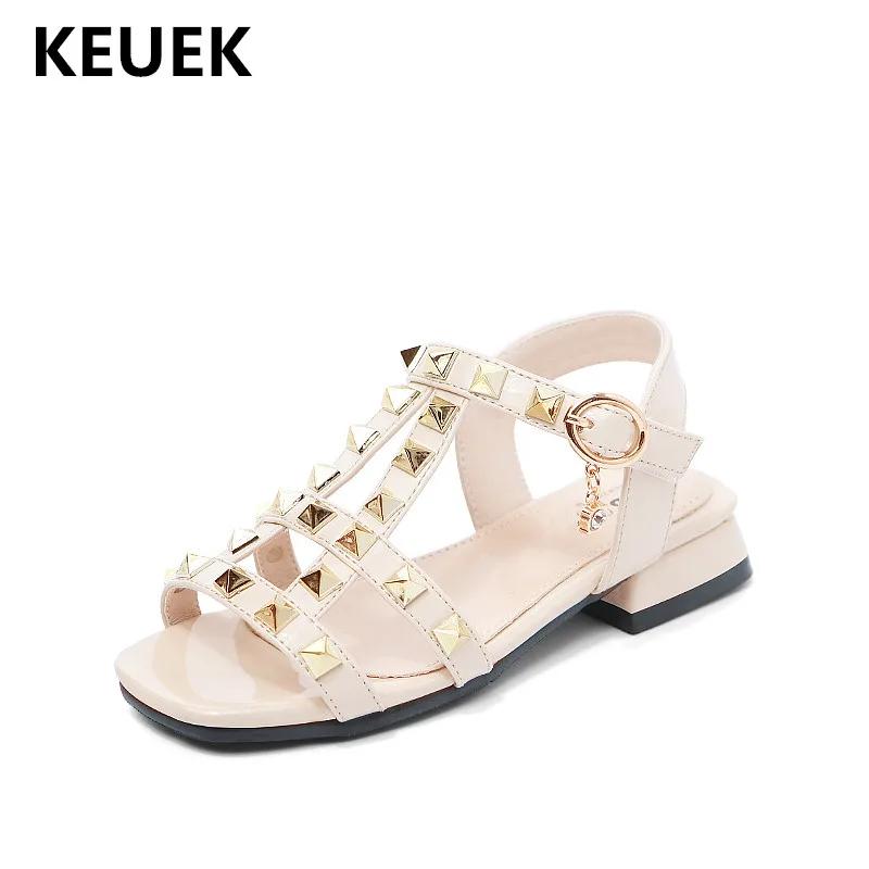 

New Children Shoes Summer Kids Princess High-heeled Student Open toe Rivets Gladiator Shoes Girls Sandals Baby Toddler 018
